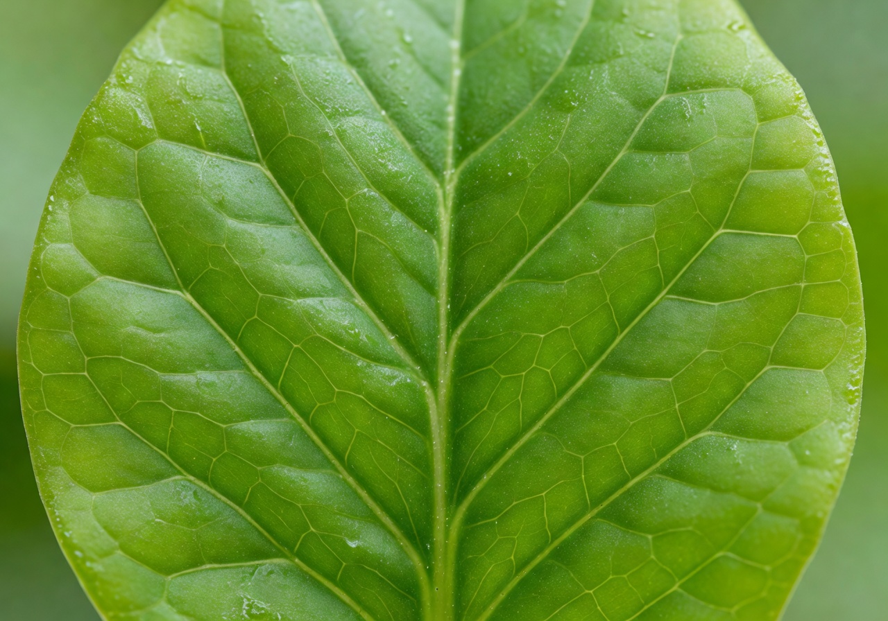 Macro photography of a bright green plant leaf