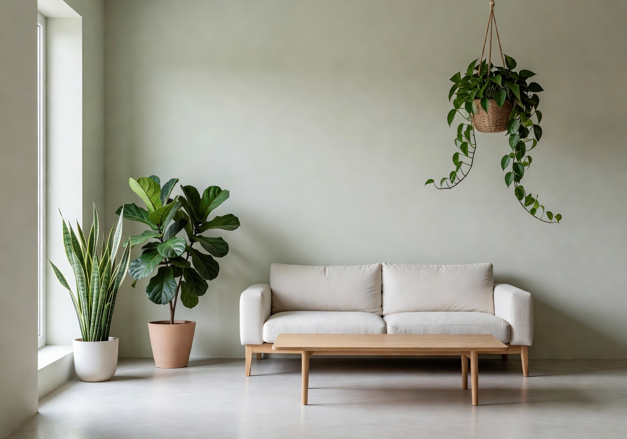 Minimalist green lifestyle with plants and clean layout