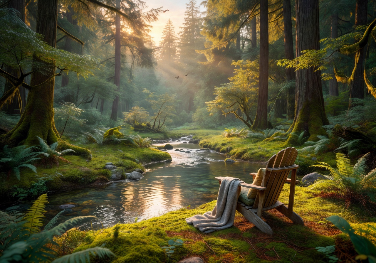 Serene forest setting for relaxation